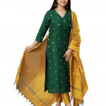 Printed Kurta for Women | Kurti Set Woman | Kurta with Pant & Dupatta | Straight Ethnic Suit , Green