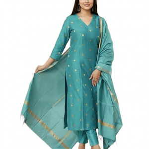 Printed Kurta for Women | Kurti Set Woman | Kurta with Pant & Dupatta | Straight Ethnic Suit , Sky