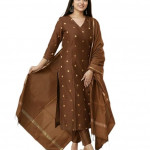 Printed Kurta for Women | Kurti Set Woman | Kurta with Pant & Dupatta | Straight Ethnic Suit , Brown