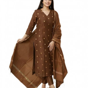 Printed Kurta for Women | Kurti Set Woman | Kurta with Pant & Dupatta | Straight Ethnic Suit , Brown