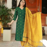 Printed Kurta for Women | Kurti Set Woman | Kurta with Pant & Dupatta | Straight Ethnic Suit , Green