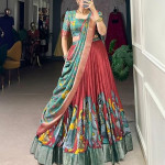 Women's Dola Silk With Kalamkari Print Lehenga Choli Seet