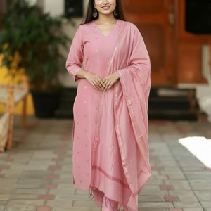 Printed Kurta for Women | Kurti Set Woman | Kurta with Pant & Dupatta | Straight Ethnic Suit , PInk