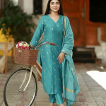 Printed Kurta for Women | Kurti Set Woman | Kurta with Pant & Dupatta | Straight Ethnic Suit , Sky