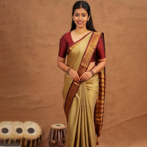 Women's Kanjivaram Soft Silk Saree For Wedding Banarasi Style Sari With Blouse Piece