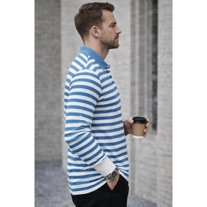 Men’s Premium Striped Polo T-Shirt | Long Sleeve Cotton Blend | Casual & Smart Wear-M6721