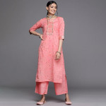 Women Pink Ethnic Motifs Printed Wide Leg Palazzos